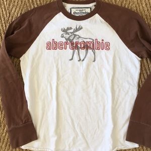 Abercrombie & Fitch boys LS T-shirt white& brown